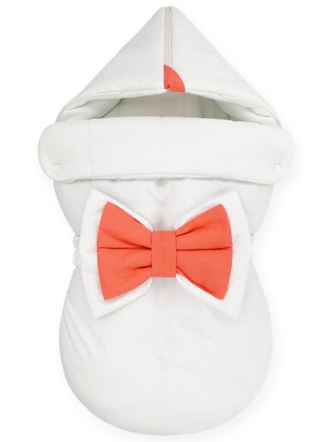 Зимний конверт для новорожденных на выписку "NewBorn White & Coral"