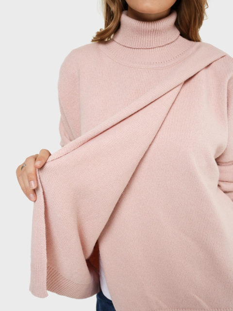 Джемпер для беременных и кормящих Джанис, пудра (шерсть 50%)