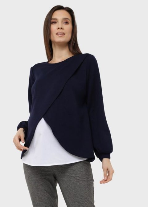 Джемпер для беременных и кормящих Сабрина, синий