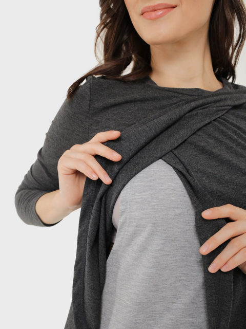 Лонгслив для беременных и кормящих Ольга, антрацит