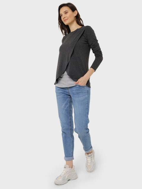 Лонгслив для беременных и кормящих Ольга, антрацит