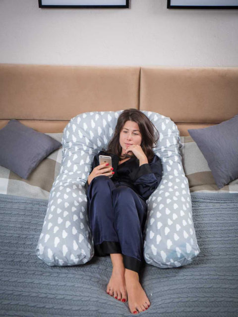 Подушка для беременных на всё тело, форма U 350 см. + наволочка Cloud Grey