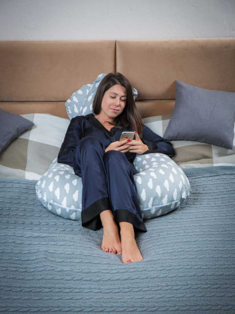 Подушка для беременных на всё тело, форма U 350 см. + наволочка Cloud Grey