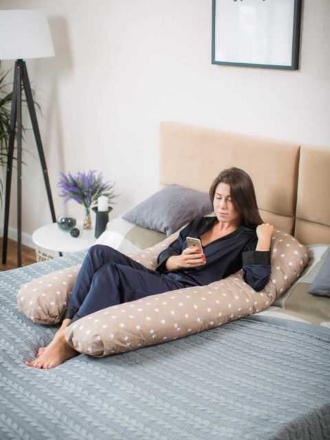 Подушка для беременных на всё тело, форма U 350 см. + наволочка Stars кофе Подушка для беременных на всё тело, форма U 350 см. + наволочка Stars кофе