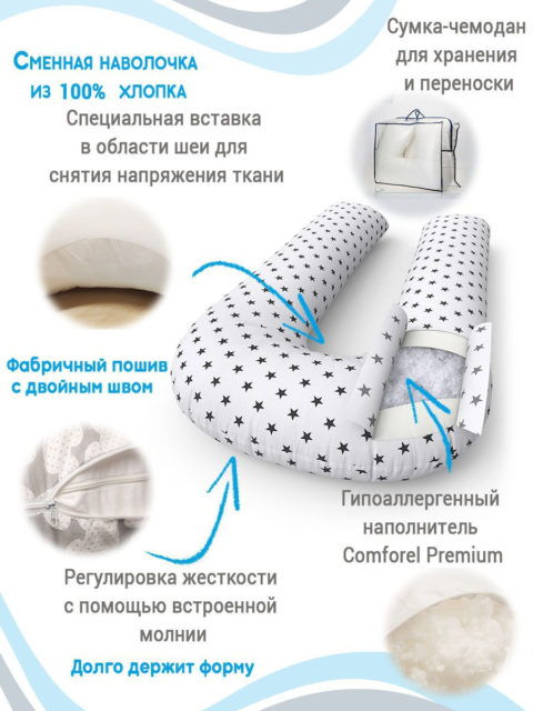 Подушка для беременных на всё тело, форма U 350 см. + наволочка cats Подушка для беременных на всё тело, форма U 350 см. + наволочка cats