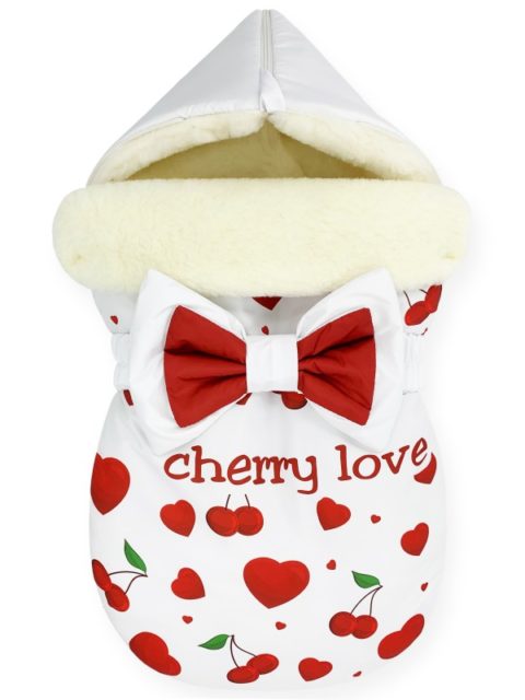 Зимний конверт для новорожденных на выписку на овчине Мишка "Cherry Love"