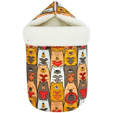 Конверт на выписку на овчине "Bears with Hearts" с бантом, зима Конверт на выписку на овчине "Bears with Hearts" с бантом, зима