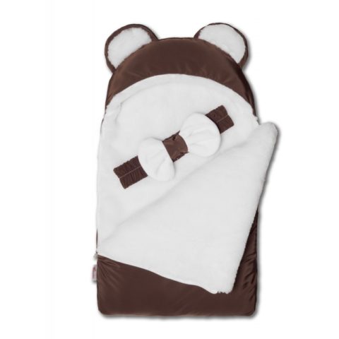 Зимний конверт для новорожденных на выписку на овчине Мишка Brown