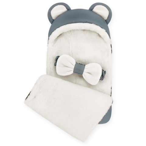 Зимний конверт для новорожденных на выписку на овчине Мишка "Star Line Grey