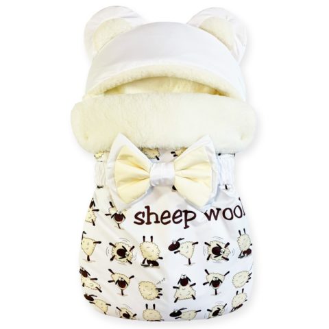 Конверт на выписку на овчине Мишка "Funny Sheep" с бантом, зима