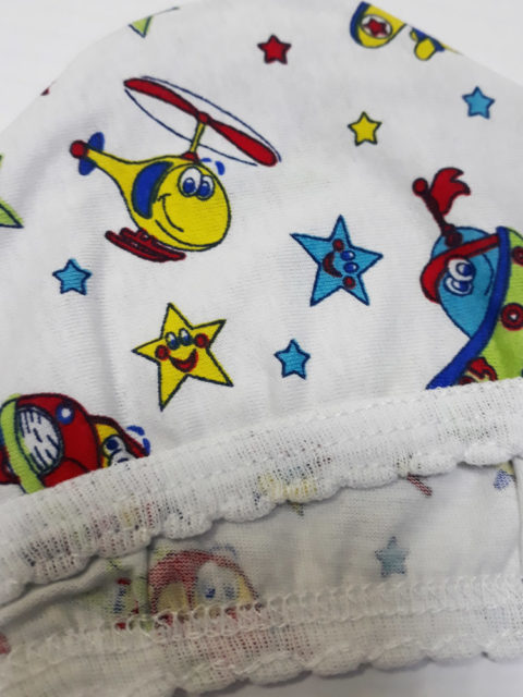 Чепчик Магнолия с рисунком, размер 38 (швы наружу), в ассортименте