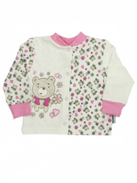 Кофточка для новорожденных Amelli KЛ.050.001 Мишка с цветами, молочный/розовый
