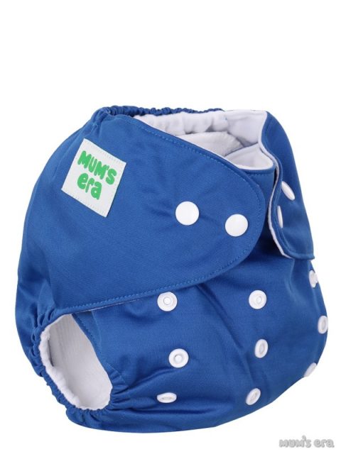 Многоразовый подгузник для новорожденных (от 3 до 13 кг) "Mum's Era" +1 вкладыш синий