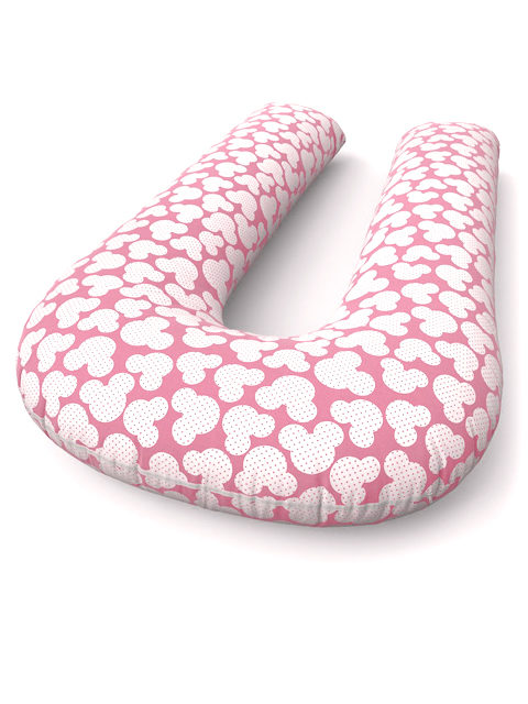 Подушка для беременных на всё тело, форма U 350 см. + наволочка Mikki розовый