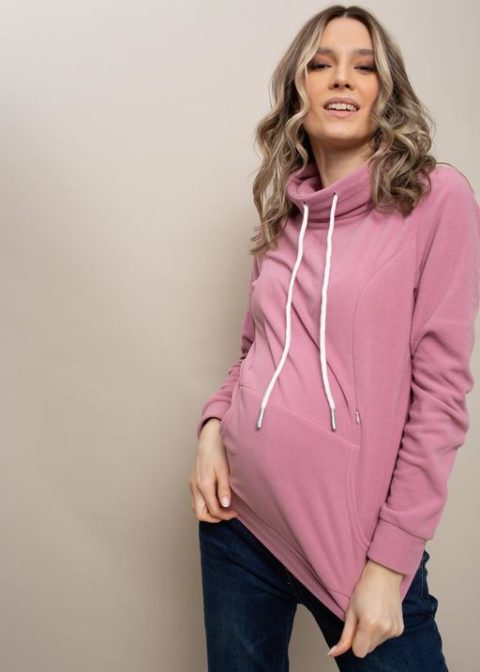 Толстовка флисовая для беременных и кормящих Алексис, розовый. Магазин одежды для беременных Мамаплюс