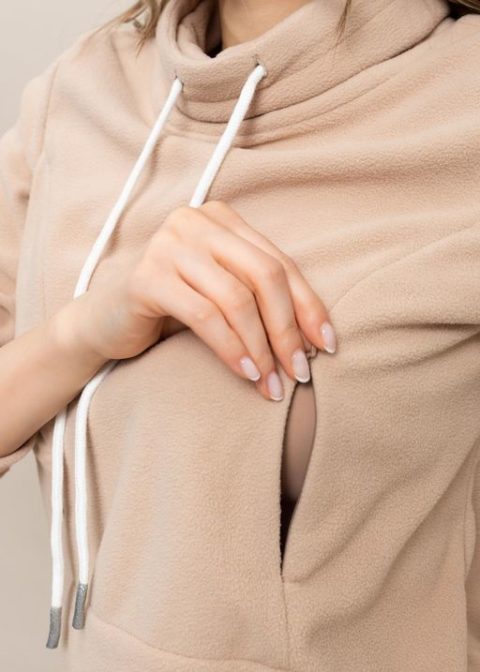 Толстовка флисовая для беременных и кормящих Алексис, бежевый. Магазин одежды для беременных Мамаплюс