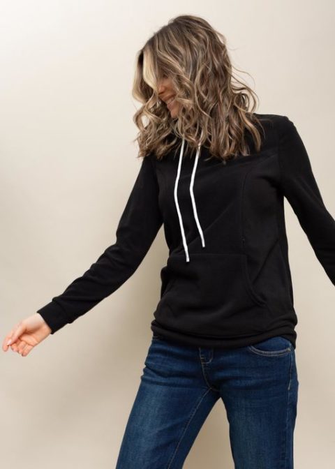 Толстовка флисовая для беременных и кормящих Алексис, черный. Магазин одежды для беременных Мамаплюс