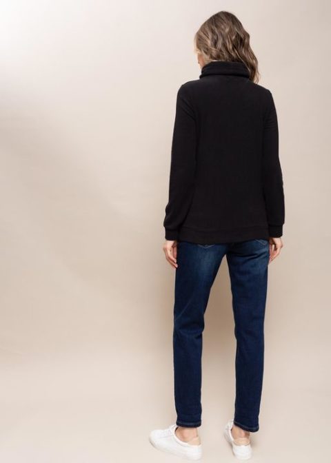 Толстовка флисовая для беременных и кормящих Алексис, черный. Магазин одежды для беременных Мамаплюс