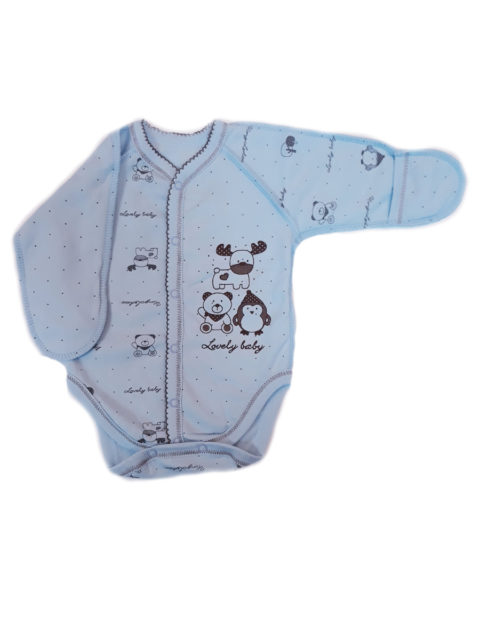 Боди для новорожденных КЛ.14685 Северные друзья, голубой. Одежда для новорожденных