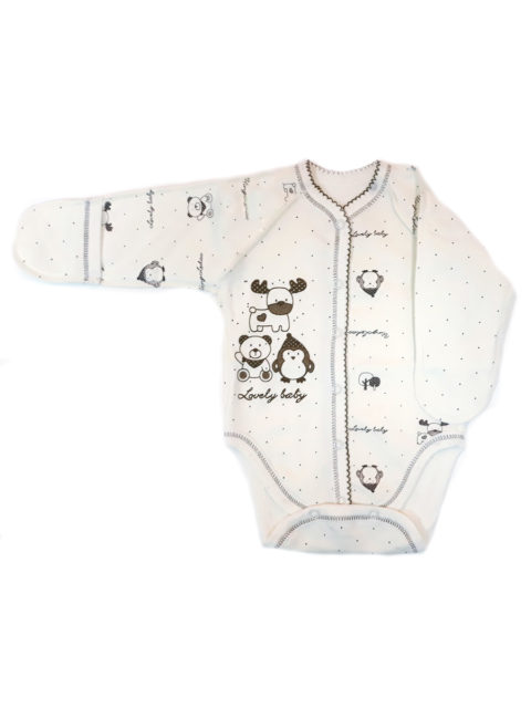 Боди для новорожденных КЛ.14685 Северные друзья, молочный. Одежда для новорожденных