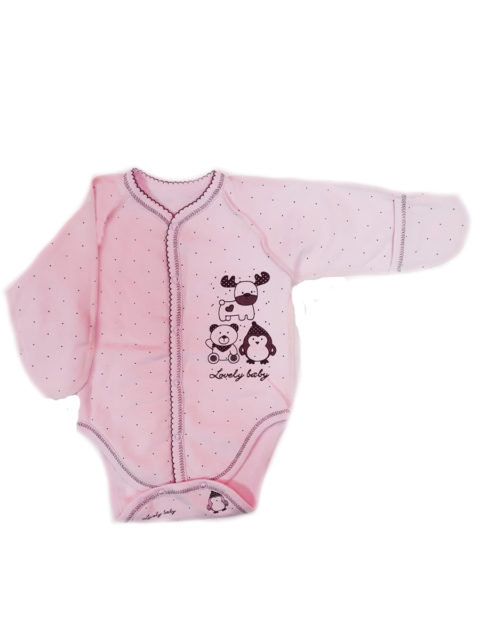Боди для новорожденных КЛ.14685 Северные друзья, розовый. Одежда для новорожденных