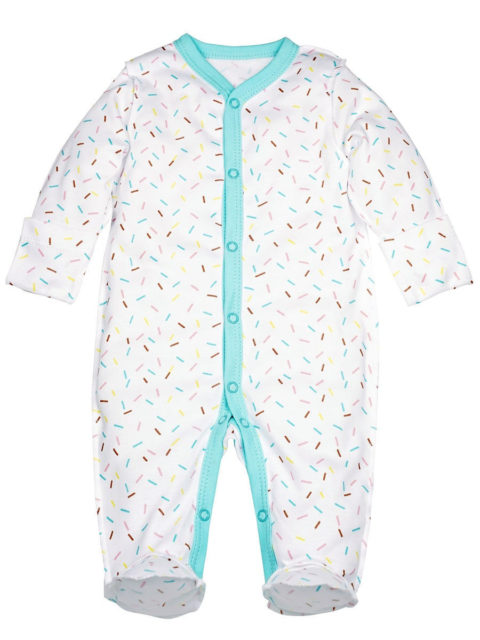 Слип для новорожденных Карусель, 105/5 полоски, белый/бирюзовый. Одежда для новорожденных