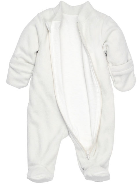 Комбинезон для новорожденных поддева флисовый на хб. подкладке 404/20 молочный. Одежда для новорожденных