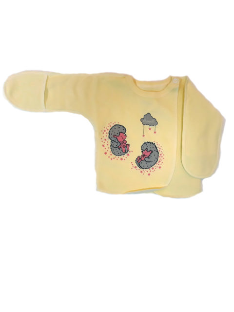Распашонка для новорожденных Amelli КЛ.110.008.0.134.055/056 Ёжики, желтый/розовый. Одежда для новорожденных