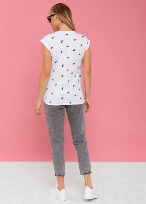Футболка для беременных и кормящих Черити, белый/бабочки (100% хлопок)
