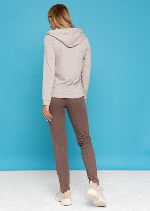 Спортивный костюм для беременных и кормящих Луиза, бежевый меланж (лето)