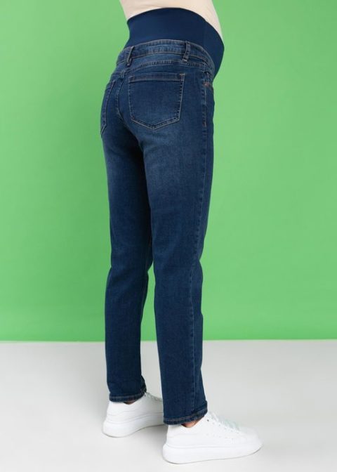 Джинсы для беременных прямые Стайл-043, темно-синий деним