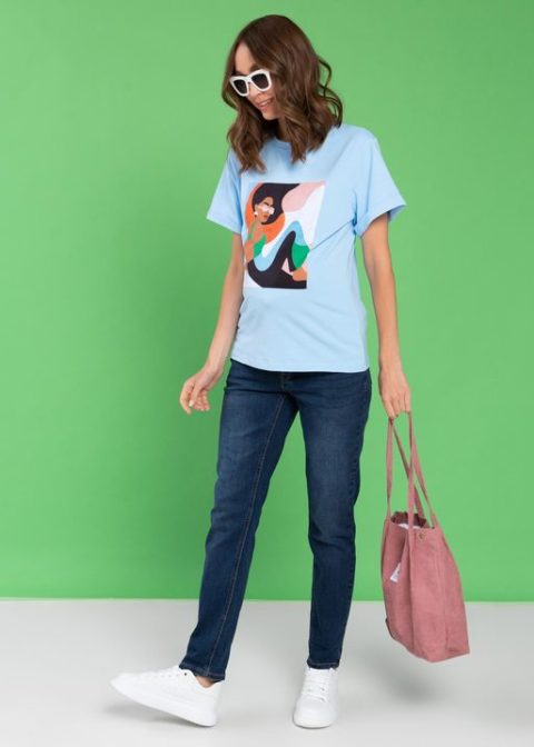 Джинсы для беременных прямые Стайл-043, темно-синий деним