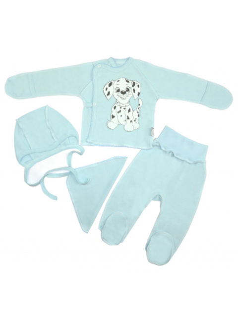 Комплект одежды для новорожденных 4 предмета Далматинец, голубой