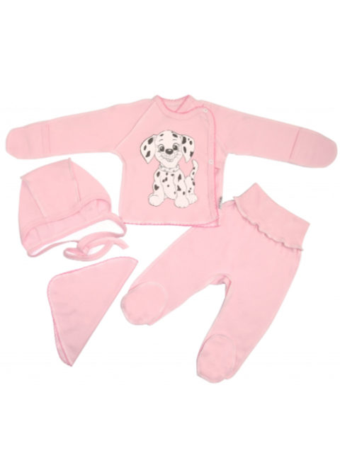 Комплект одежды для новорожденных 4 предмета Далматинец, розовый