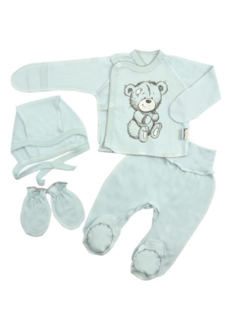 Комплект одежды для новорожденных 4 предмета Тедди, голубой