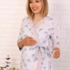 Комплект в роддом халат и сорочка Бабочки/серый меланж для беременных и кормящих