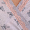 Комплект в роддом халат и сорочка Бабочки/серый меланж для беременных и кормящих
