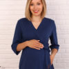 Комплект в роддом халат и сорочка Индиго/бантики для беременных и кормящих