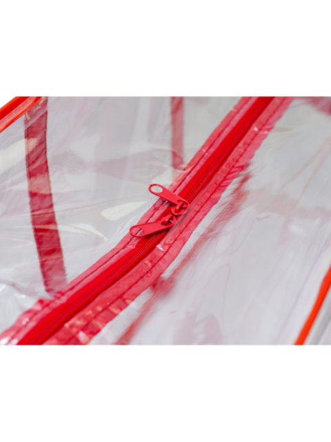 Сумка в роддом прозрачная большая, пустая 55х33х24 см., красный