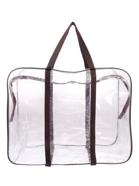 Сумка в роддом прозрачная большая 50х40х25 см., Красная (укрепленный низ)