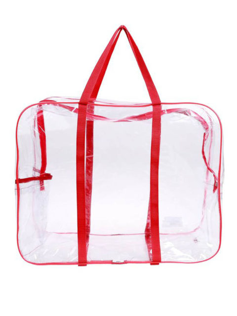 Сумка в роддом прозрачная большая 50х40х25 см., Красная (укрепленный низ) Сумка в роддом прозрачная большая 50х40х25 см., Красная (укрепленный низ)