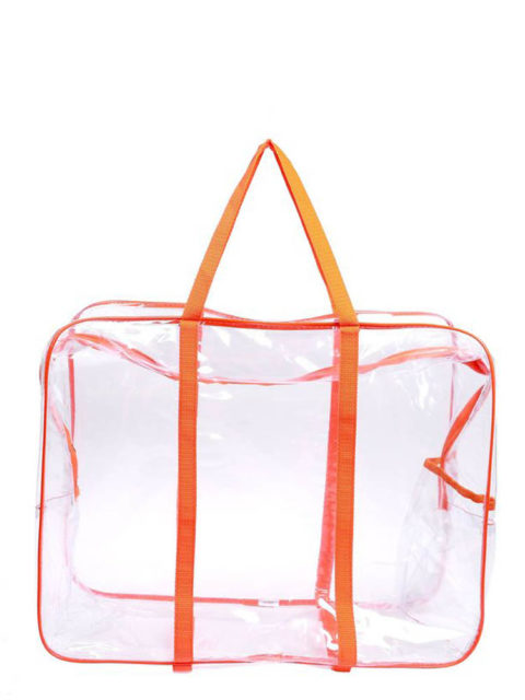 Сумка в роддом прозрачная большая 50х40х25 см., Красная (укрепленный низ)