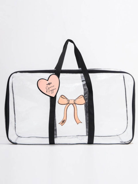 Сумка в роддом прозрачная большая 54х33х25 см., бант черный Сумка в роддом прозрачная большая 54х33х25 см., бант черный
