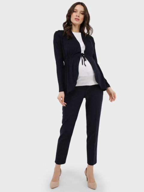 Брюки для беременных классические Аврора (92% хлопка), темно-синий