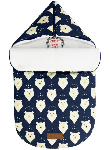 Конверт на выписку утепленный "Звезды" синий с бантом, (от +15 до -5)