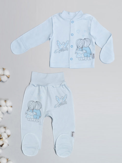Комплект одежды для новорожденных 2 предмета Love is, голубой