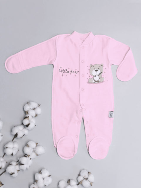 Теплый комбинезон-слип для новорожденных 315 Little bear, розовый