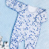 Комбинезон-слип для новорожденных теплый, Лапки голубой