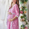Комплект в роддом халат и сорочка для беременных и кормящих Скоро мама, ярко-розовый